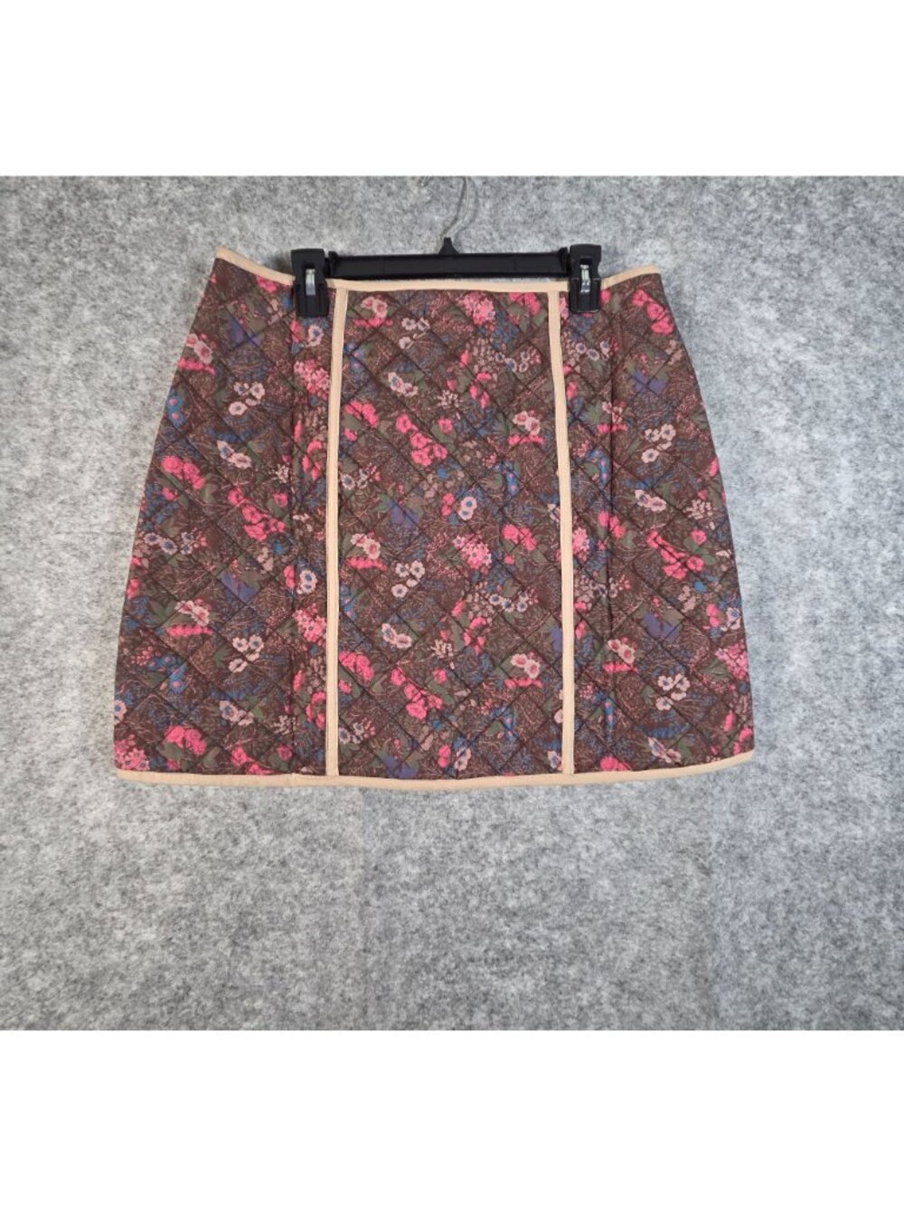 Flag & Anthem NWT Women's Bethel Quilted Floral Mini Skirt Brown Size 12 - Picture 6 of 10